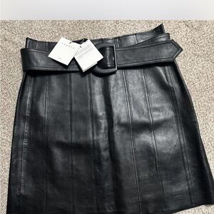 Sandro Black Leather Mini Skirt